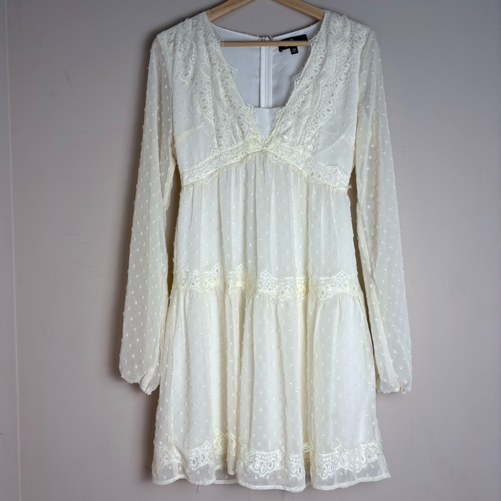 Lulus Boho Romanic Cream Lace Dress